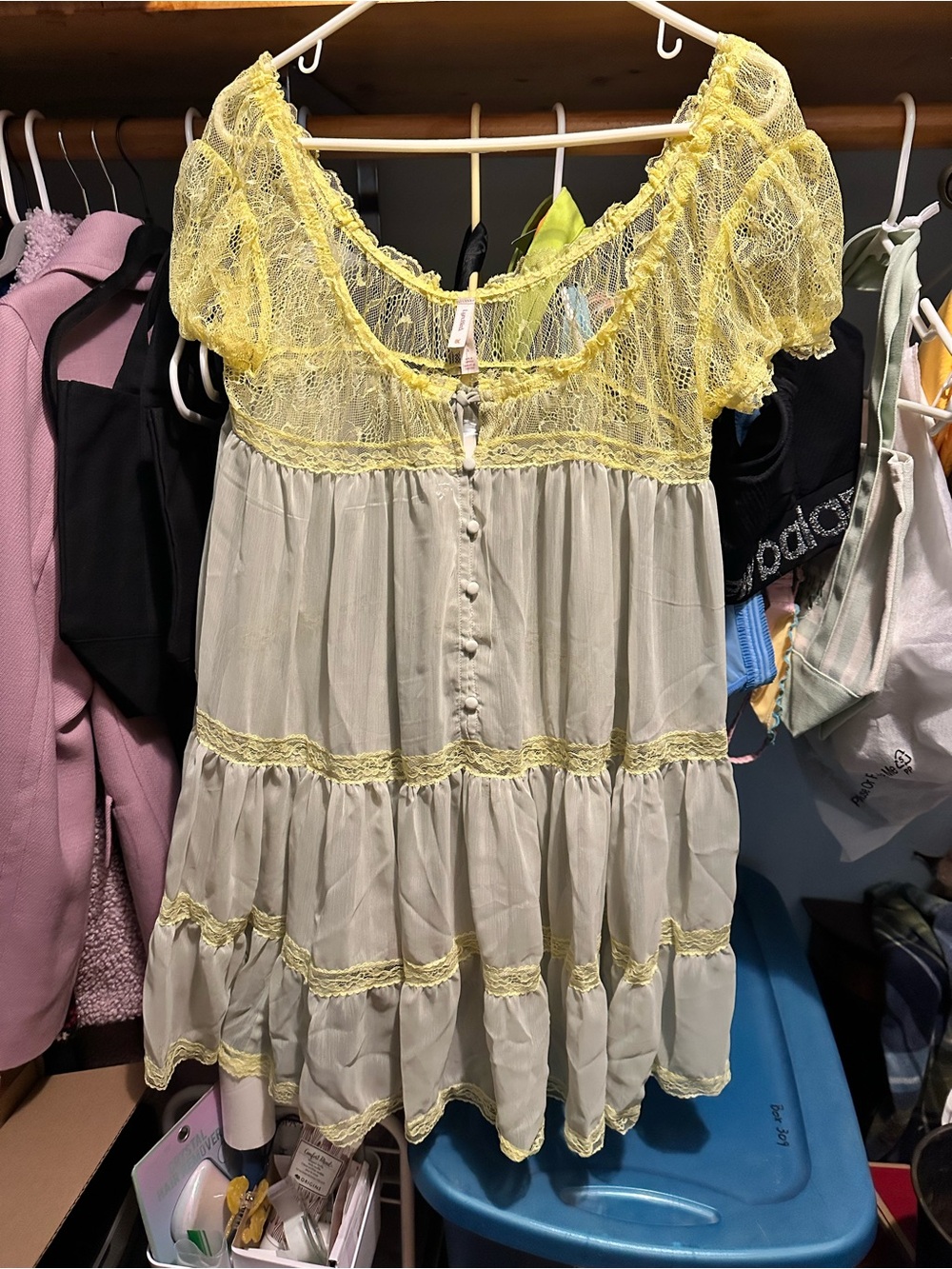 LyreBird Sheer Lace-Trim Babydoll Dress - Picture 6 of 6
